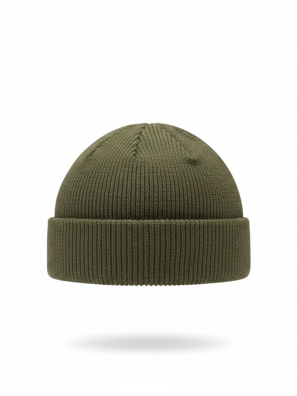 Olive Green Cuffed Knit Beanie - Unbranded